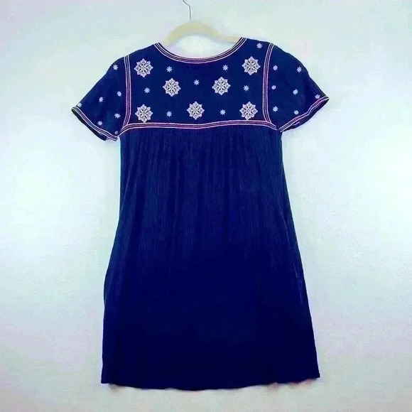 Abercrombie & Fitch Dress Women’s Small Navy Floral Embroidered Gauze Pockets - Picture 2 of 8